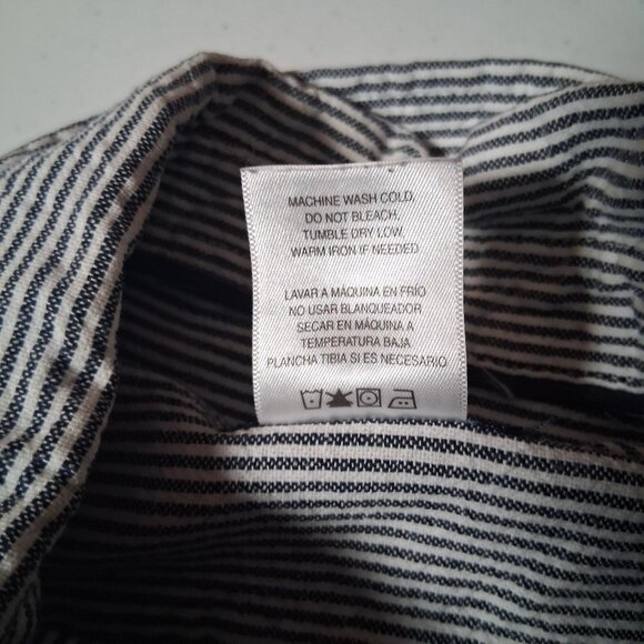 Vintage Basic Editions Hickory Stripe Shirt Men L Button Down Blue Long Sleeve - Picture 8 of 11